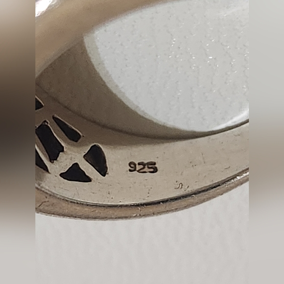 Vintage JWBR Sterling Silver & Natural Diamond Pavé Wide Band Ring - Picture 4 of 12